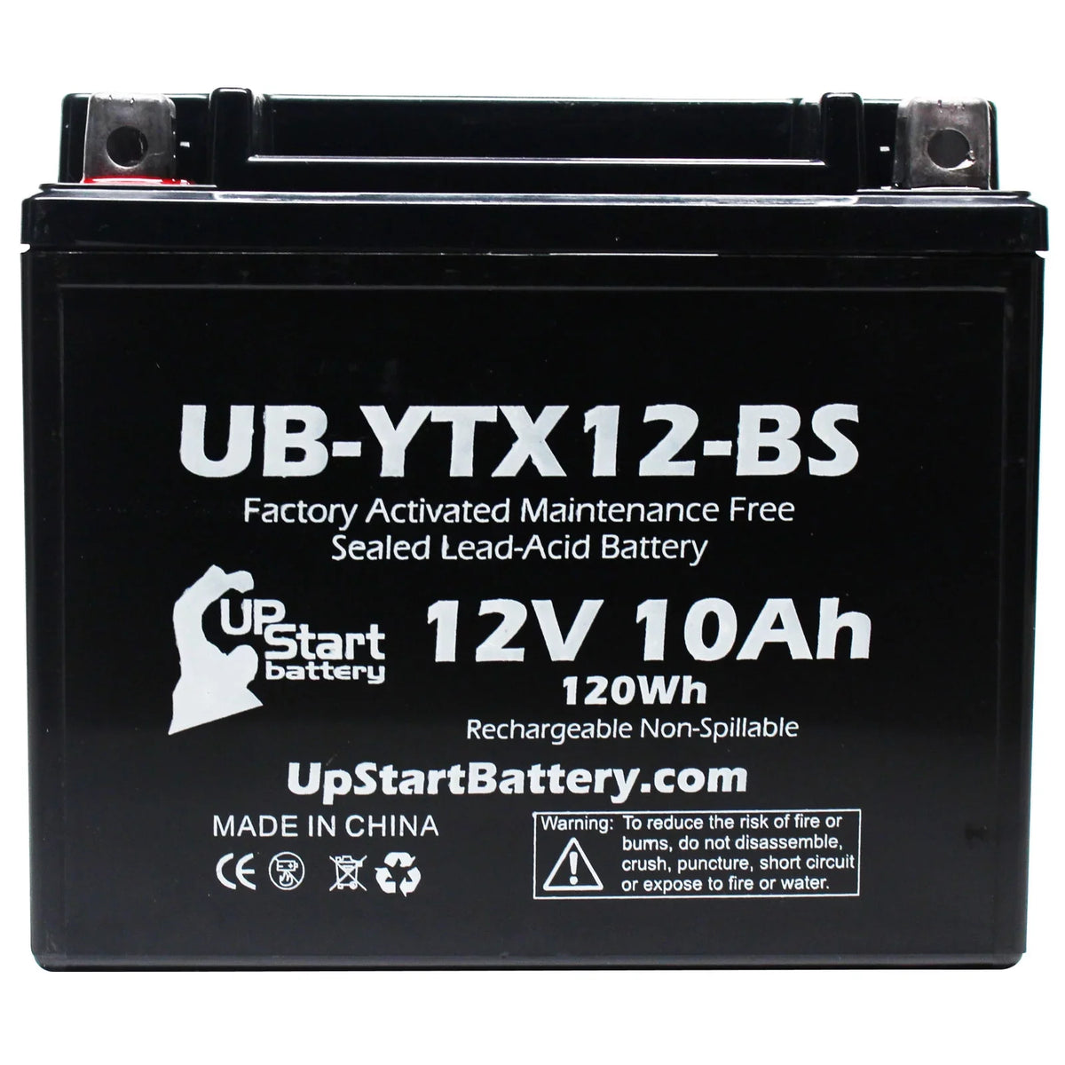 Free, UpStart Suzuki Activated, Battery 1000 Battery CC GSX-R1000 10Ah, 12V, - Maintenance UB-YTX12-BS Factory 2003 Motorcycle Replacement