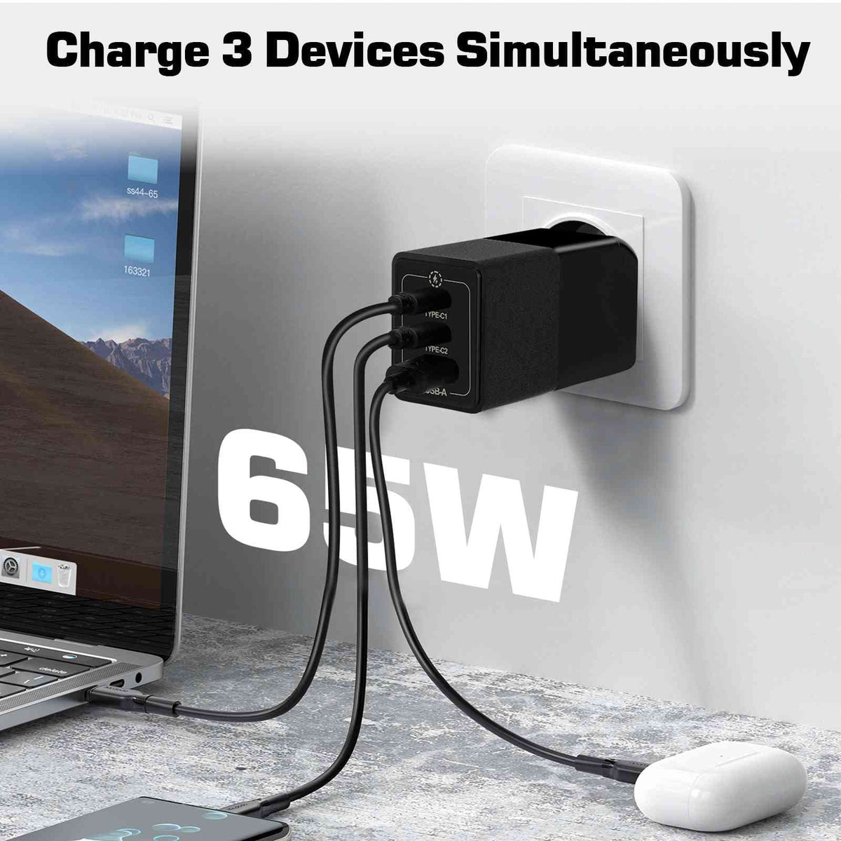 High-Speed Dual Oppo Ace, Youth/Reno3 with MacBook, Travel Charging Google 65W & with Reno3 Compatible Ports iPhone, 5G/A91/K5/Reno 3 Deck Steam Fast Pixel, UrbanX USB-C Galaxy, USB Charger