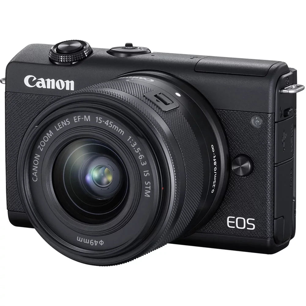Lens 128GB Digital Mirrorless Camera Canon Kit 15-45mm M200 with + EOS (Black)