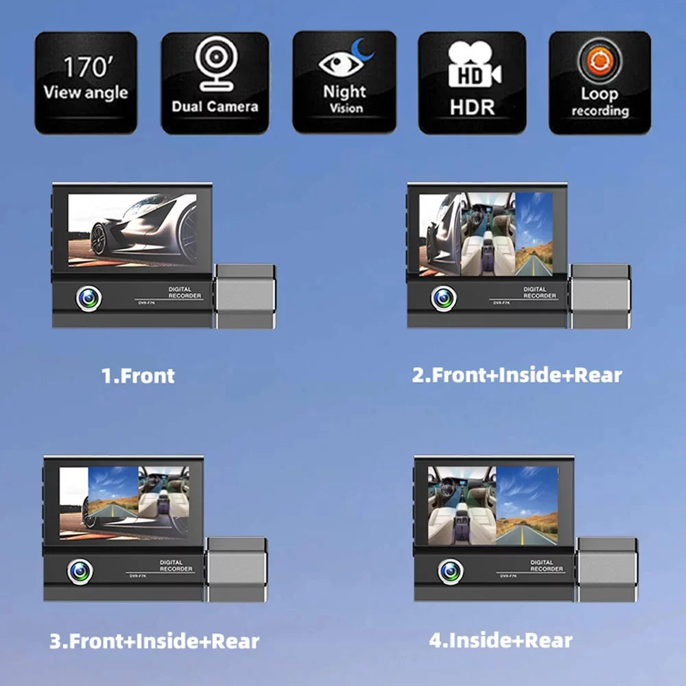 Video Gecheer 4in Cam Mirror Recorder Driving Clear 3 Recorder Safety Auto Cameras Car Dash Car Rearview Recording Car
