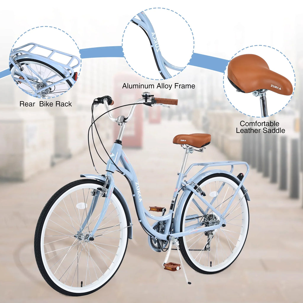 7-Speed for Bike Blue Adult 26" Women,