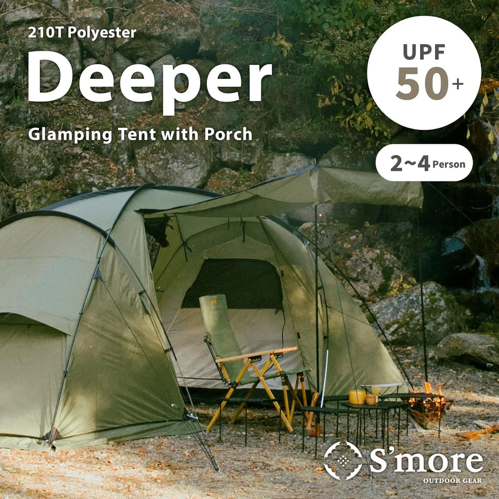 Weatherproof with Tent Durable Room Camping Easy Setup Tent Person Screen 2/3/4/5/6 Divider, Glamping Tent, with with Family Porch, Large YANPO Tent Room