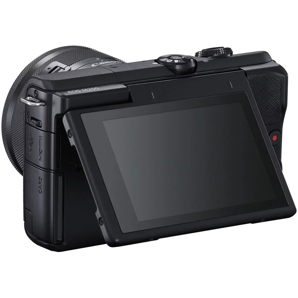 Lens 128GB Digital Mirrorless Camera Canon Kit 15-45mm M200 with + EOS (Black)