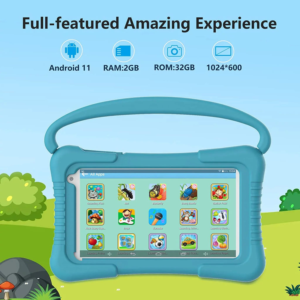 Parental Educational Tablet WiFi Tablet Dual inch Kids 32G 2GB Games with Tablets Toddler Camera Tablet 11 Pre-Installed YouTube Kid-Proof Android Kids RAM Software Kids 7 Control, for Netflix. Kids