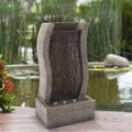 Fountain-Polyresin Decorative With Stone Waterfall Lights-Outdoor Standing Wall LED Water
