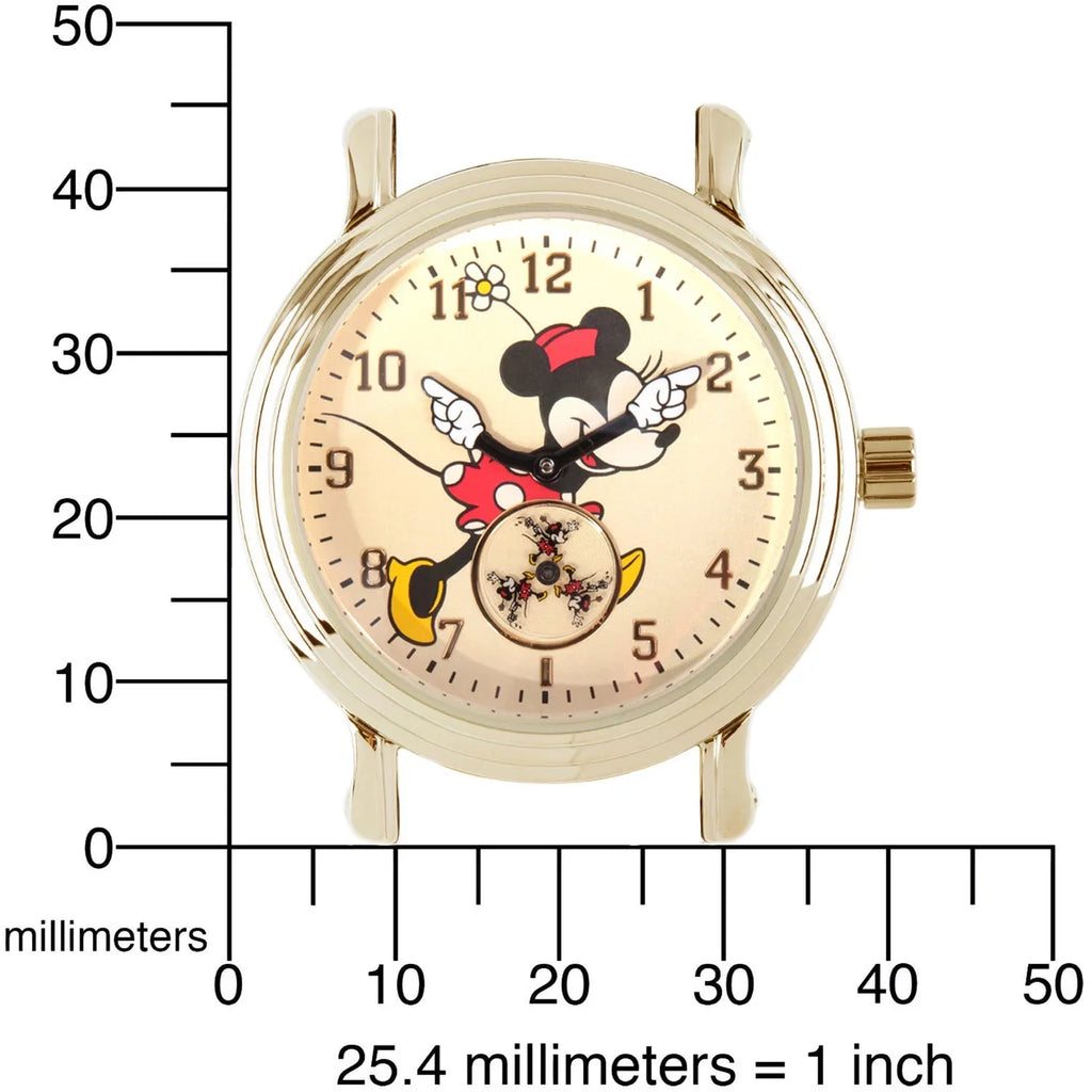 Alloy Red Watch, Minnie Gold Vintage Polka Strap Classic Dress Articulating Mouse Red Dot Women's Leather