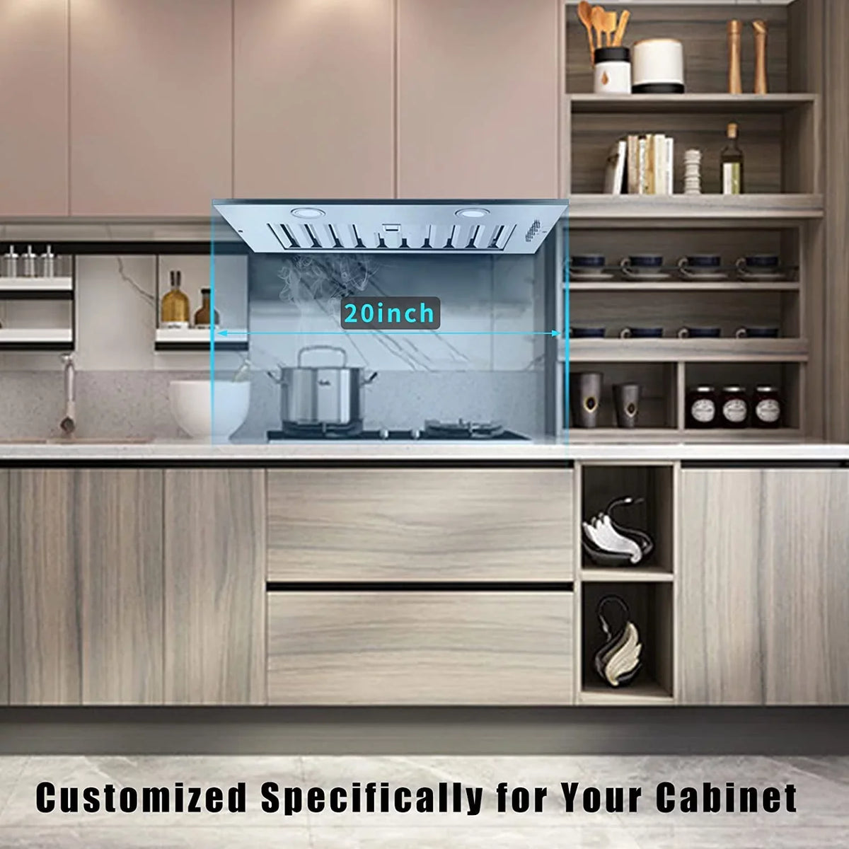 Cfm Built Integrated Range Vent Range Cabinet in 20 Hood Non-Ducted 600 Hood 3-Speed inch