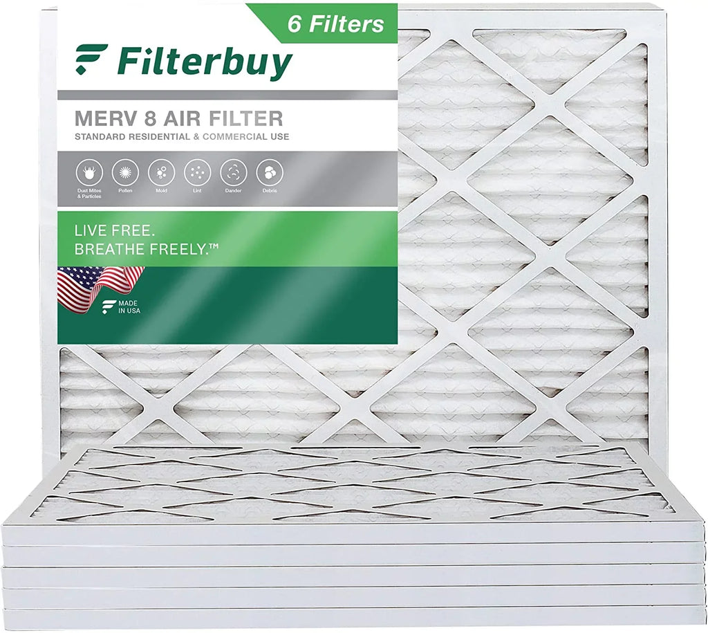MERV Filterbuy Filters Pleated HVAC Furnace 8 AC 15x20x1 (6-Pack) Air
