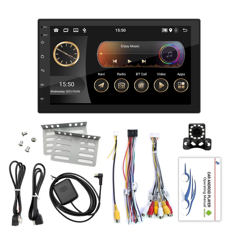 Control Din Wheel Picture/Steering 7 WIFI/AUX/U-Disk/Phone Inch GPS Support Car with Calling/Reverse Navigation with Stereo Touchscreen Camera Radio Link/Hands-Free Backup Double 11 Android Docooler