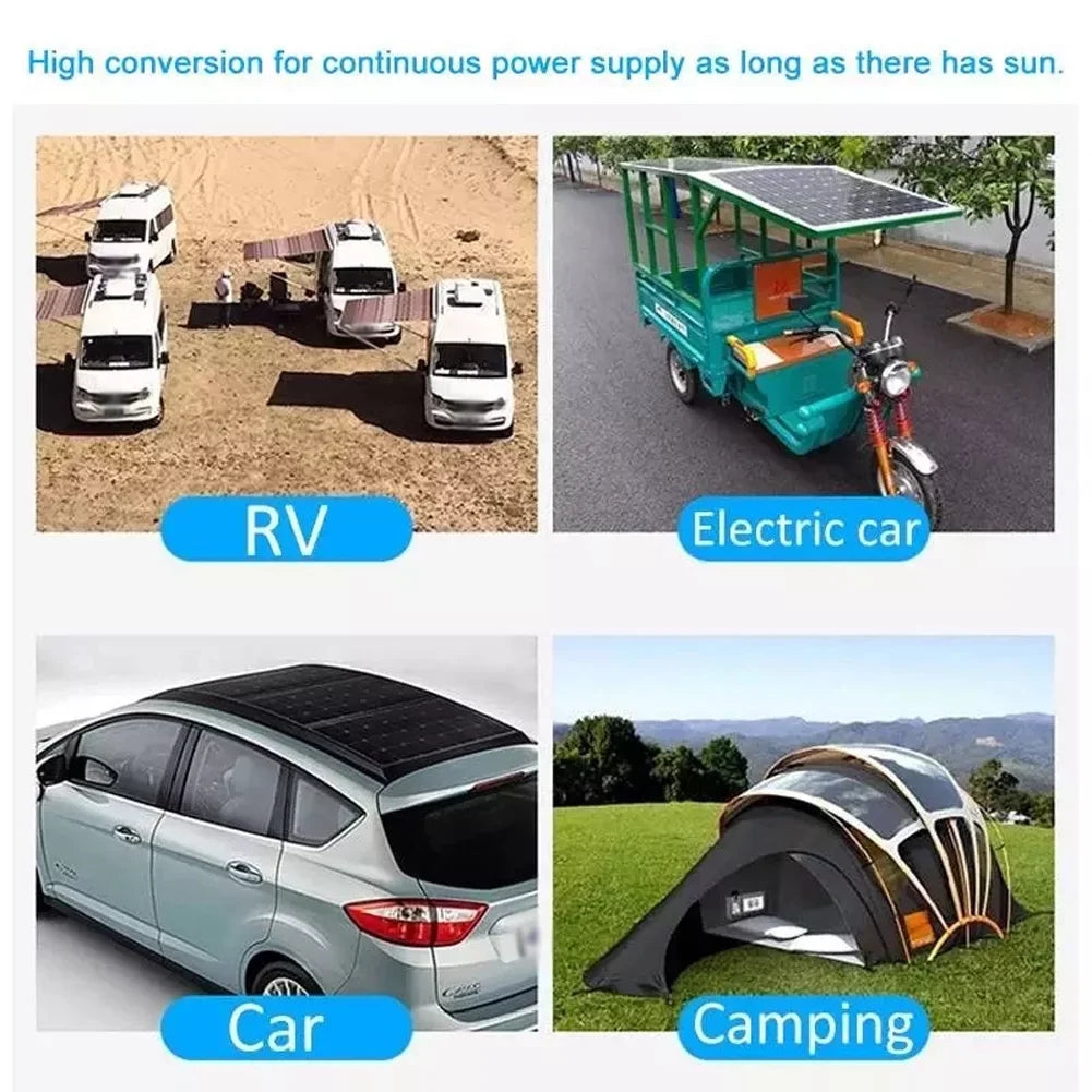 RV Monocrystalline Marine Panel 25W for PWM Waterproof 100A Controller, Nebublu Kit Solar with Cellphone Plate Dual Charging USB 18V Recharger, 12/24V Solar