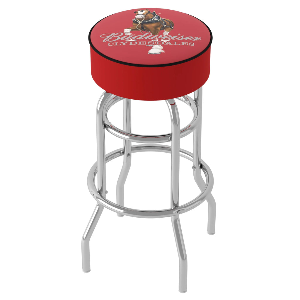 Padded Trademark Bar Clydesdale Budweiser Red with Stool Seat Gameroom
