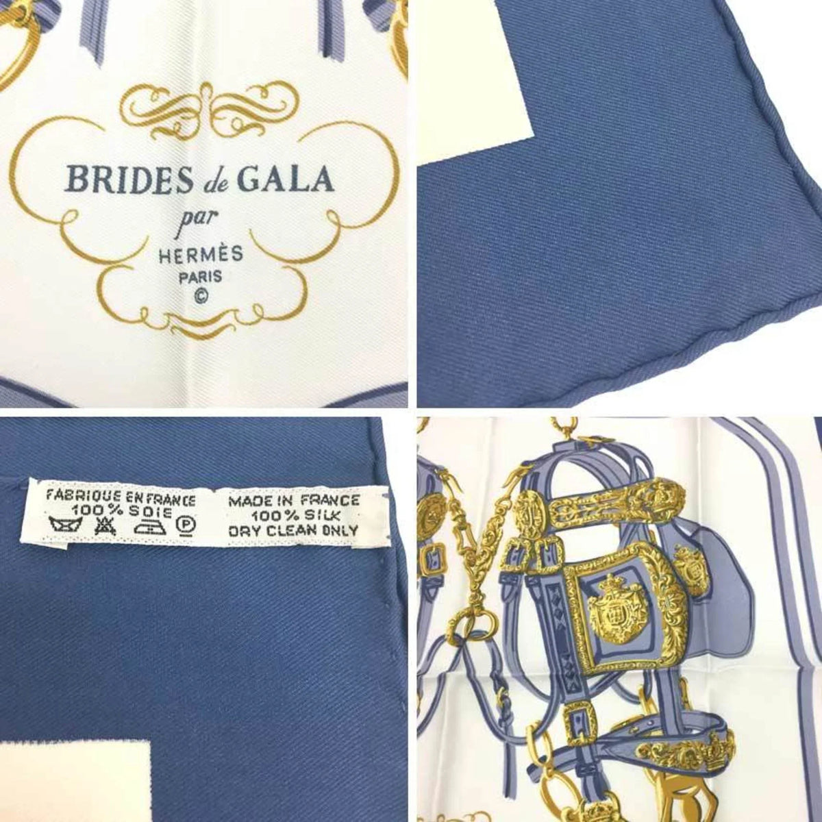 100% New) (ceremonial BRIDES Blue White 45 bridle) (Like x Carre Pre-Owned HERMES Scarf de Muffler Hermes Silk GALA