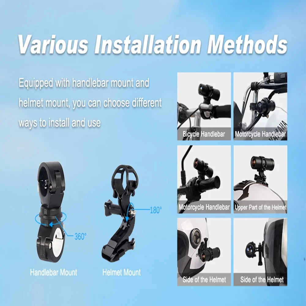 Action Dash Lens, Motorcycle Vision Motorcycle WDR, 170° Angle Super Camera, Recording 2K Cam Camera, Wide VSYSTO Loop Night WiFi Helmet Portable Waterproof Bike