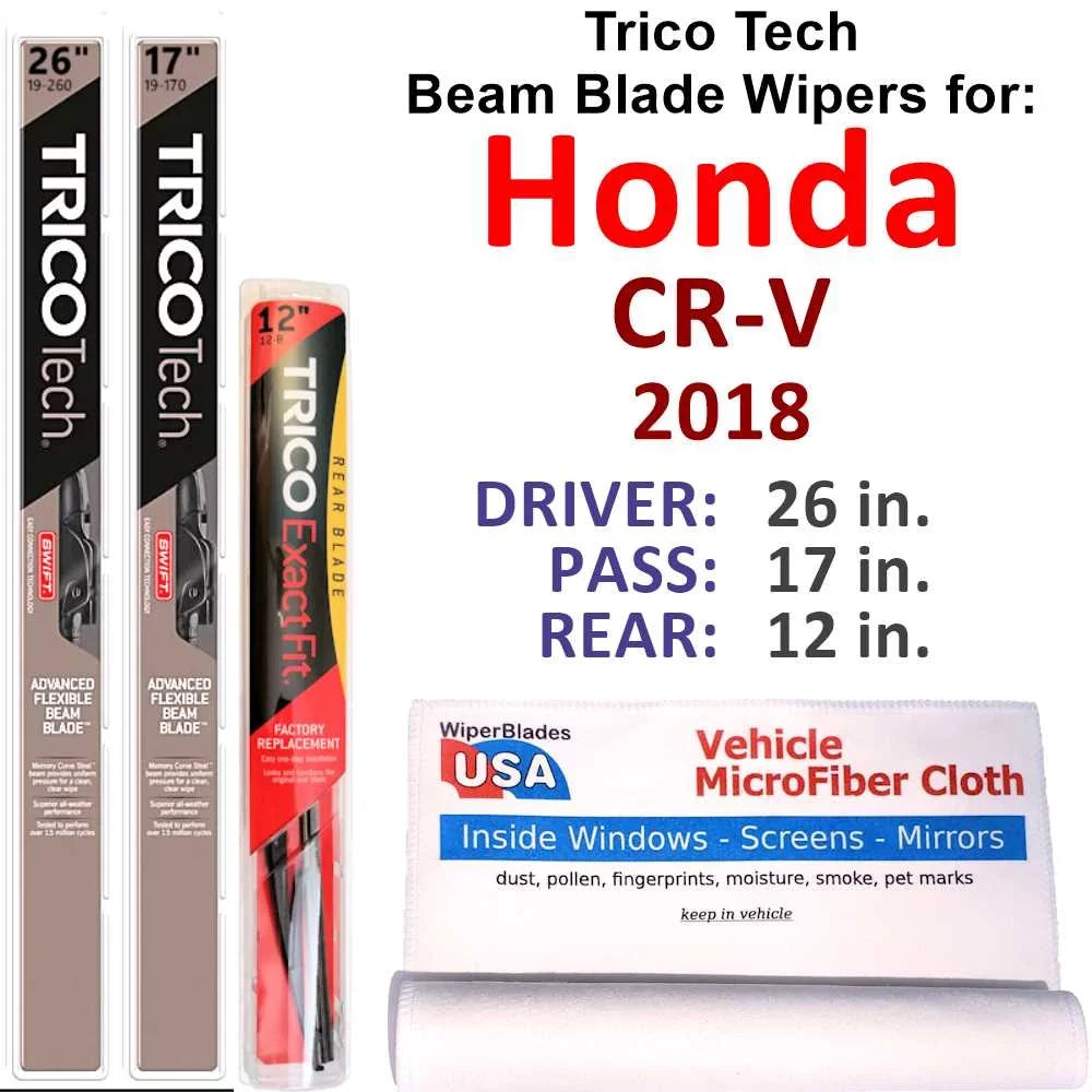 Wipers 2018 Honda Wiper (Set 3) Blade w/Rear of CR-V Beam