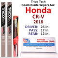 Wipers 2018 Honda Wiper (Set 3) Blade w/Rear of CR-V Beam