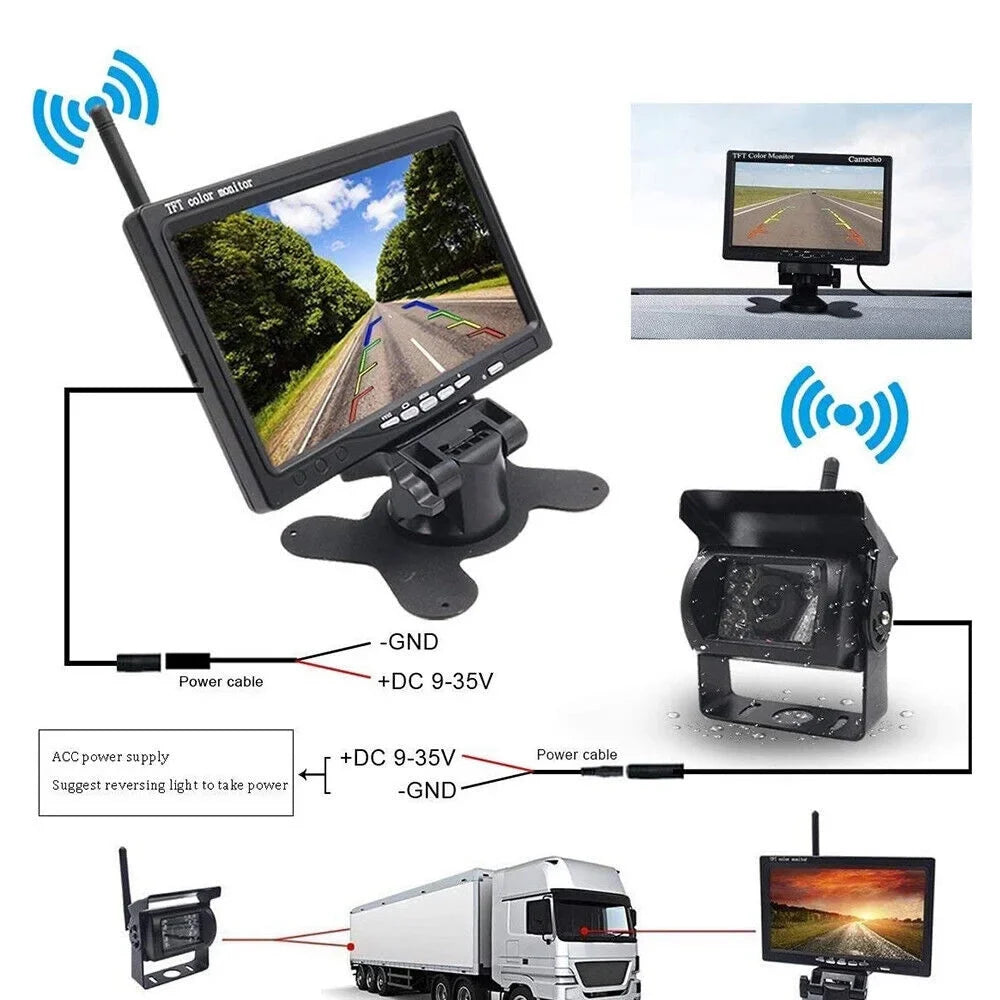 Vision 7" - Vehicle's Buses, Cameras) for - Enhance Camera Trailers, Waterproof Trucks(2 and Camera Safety Night Ideal Your Monitor Backup Kit RVs, with G·PEH with