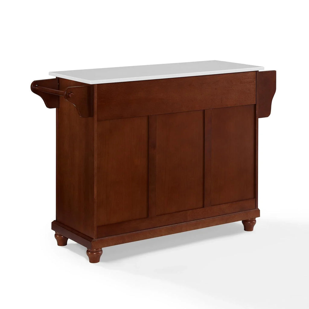 HomeStock Mahogany/White Full Beauty Kitchen Beachy Size Top Island/Cart Stone