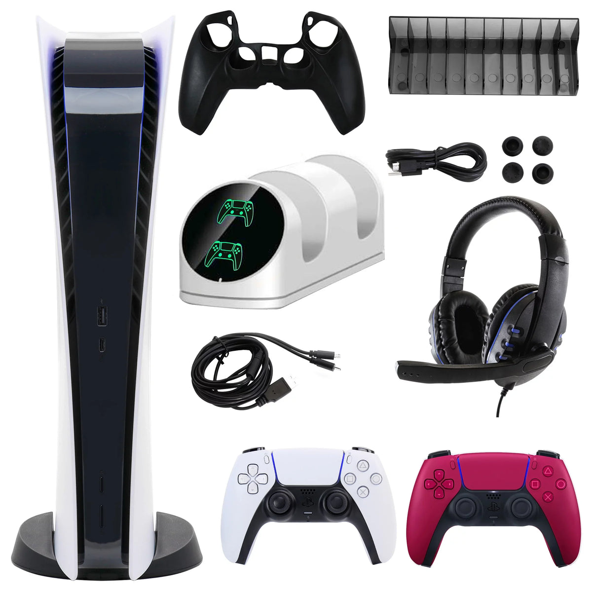 Digital Controller Accessories Sony PlayStation PlayStation Kit with and Version) Console 5 (PS5, Extra Red Dualsense Digital