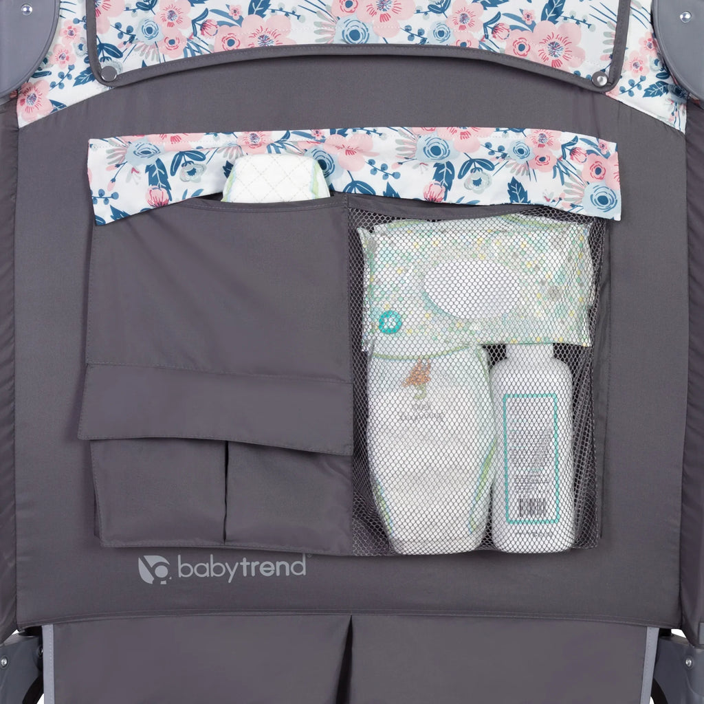 Nursery – Playard with Deluxe Bluebell Trend II Travel Pink Center Baby Bag