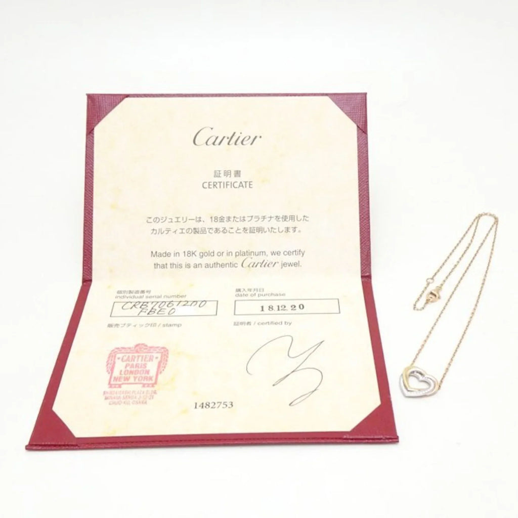 Diamond 291637 Trinity Necklace New) Pre-Owned K18 Gold Heart Three-Color CARTIER (Like B7061200