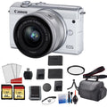 Battery Camera More Mirrorless EOS M200 Canon with Digital Spare (White) + Kit 128GB Card 15-45mm Lens with + Memory