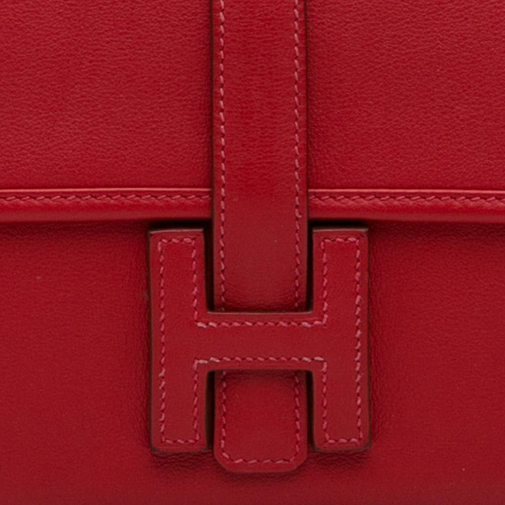 (Good) Pre-Owned Red Duo Jige Hermès Authenticated Calf Wallet Wallets Unisex Long Swift Leather