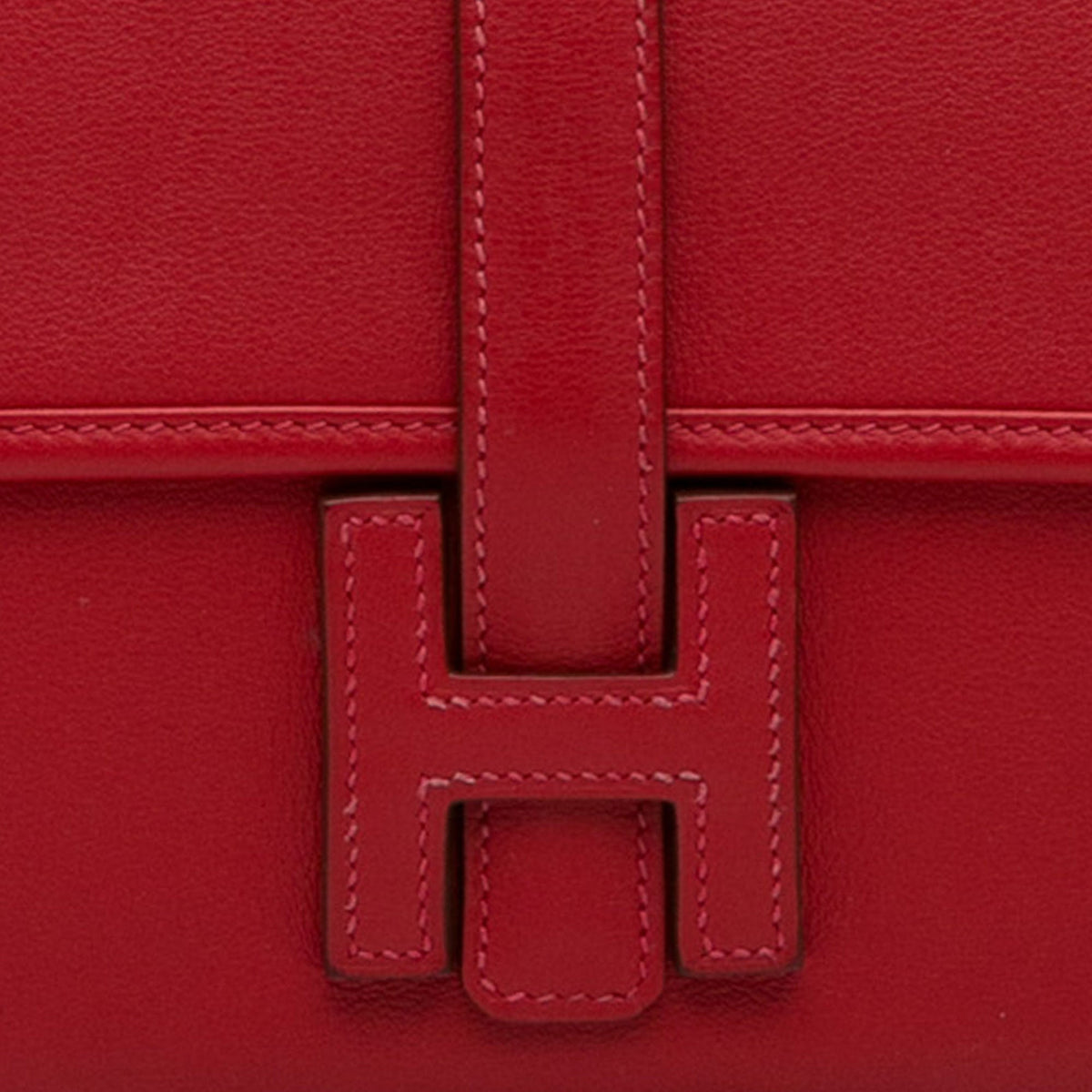 (Good) Pre-Owned Red Duo Jige Hermès Authenticated Calf Wallet Wallets Unisex Long Swift Leather