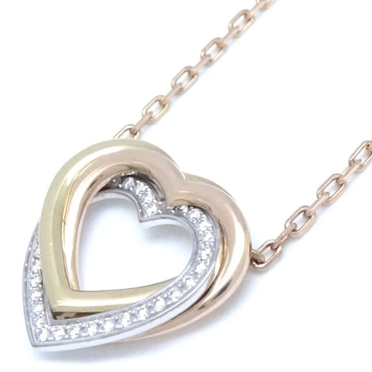 Diamond 291637 Trinity Necklace New) Pre-Owned K18 Gold Heart Three-Color CARTIER (Like B7061200