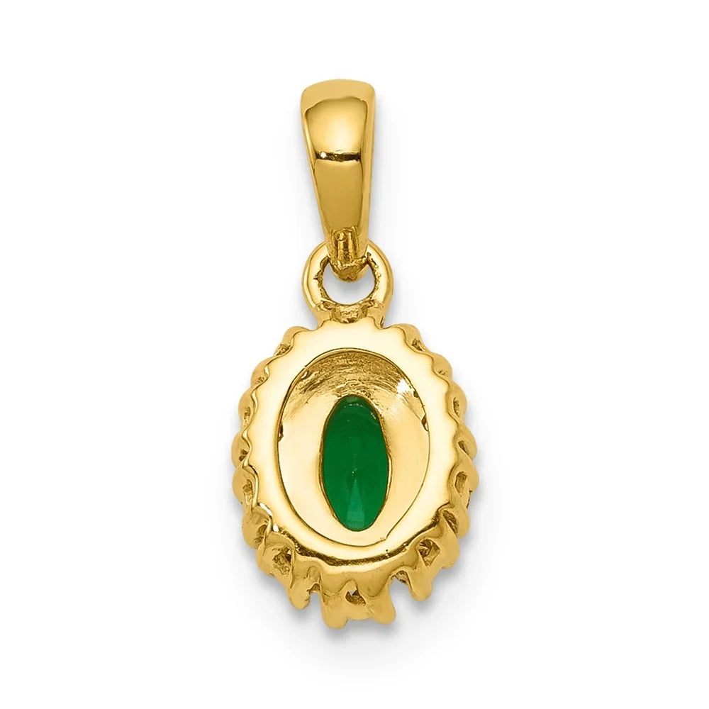 Diamond Rhodium QPM5252-EM-010-YA Oval and and Pendant 14k Emerald