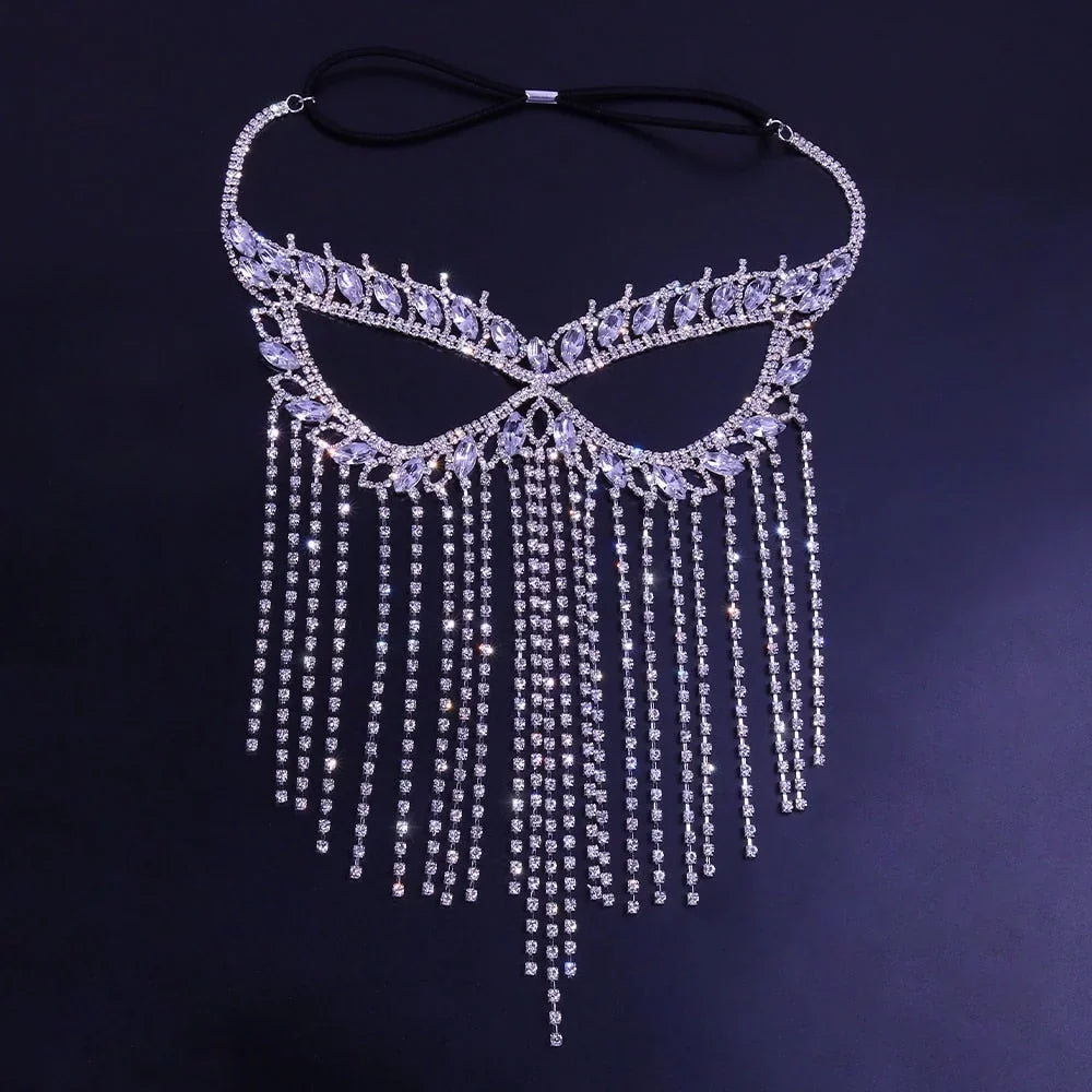 Crystal Halloween Women Mask Rhinestone Mask Face Jewelry Mask Face Face Chain Tassel Masquerade