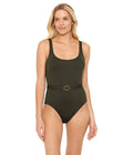 Olive One-Piece Lauren Club Lingerie Beach Belted LAUREN Solid Ralph 14