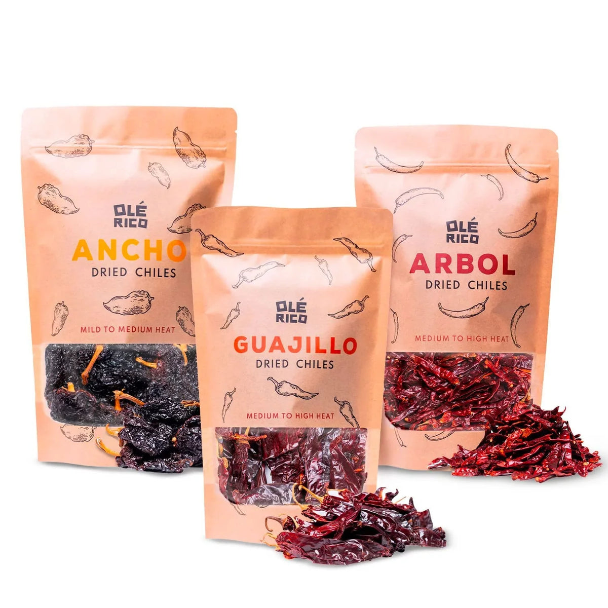 '- Bags Dried Ancho 3 Mexican and Chiles The Spicy (12 Chiles, - - oz OLÉ Pack In Peppers Great - - Trio Packaged Total) RICO Arbol Chile Recipes Chiles For Guajillo Bundle Resealable