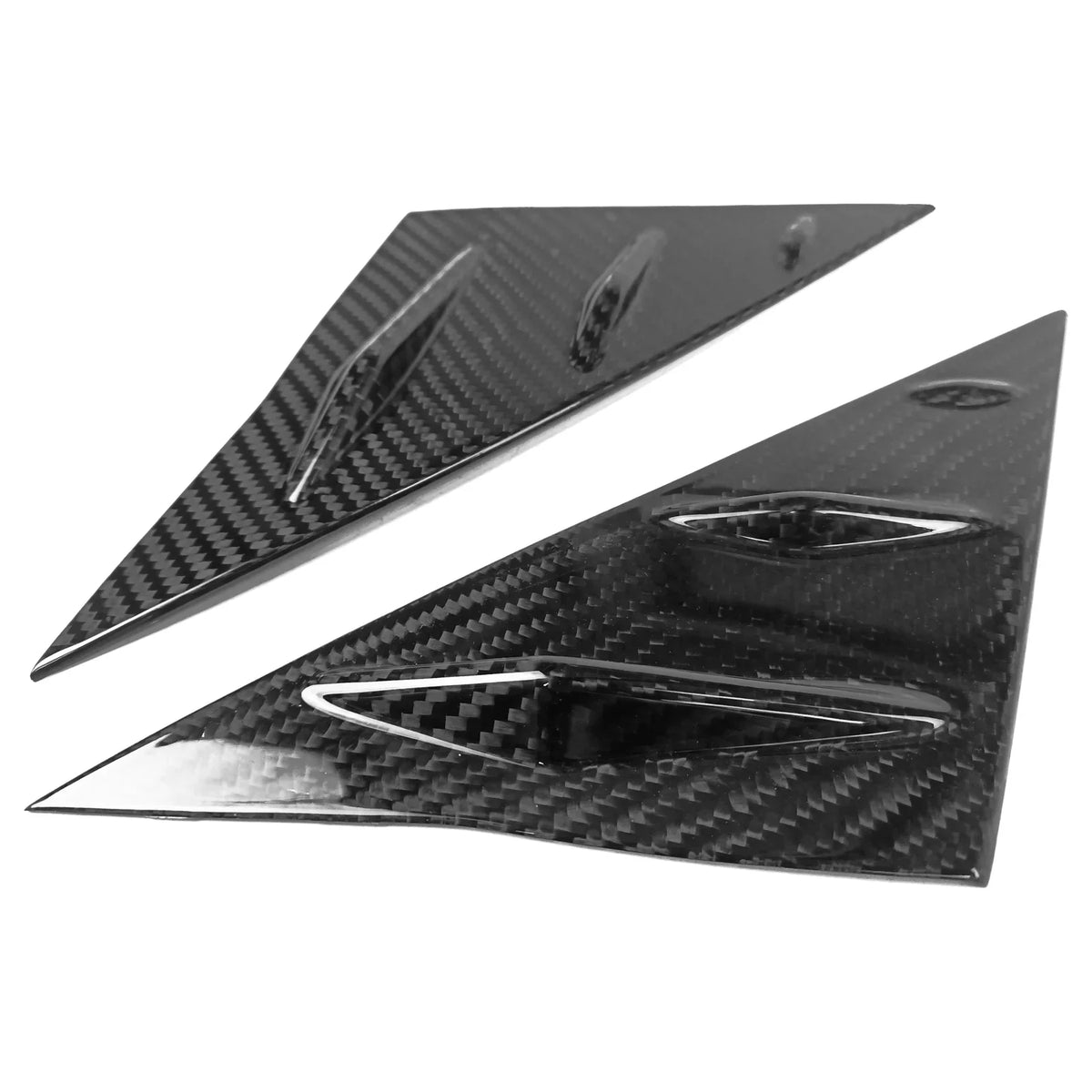2PCS Front Vent Trim 3, Window Vent Motorsports Cover With Side design Air 2017-2023 Fiber Louver Panel Compatible Real 1/4 Scoop Windshield Tesla Carbon Ikon