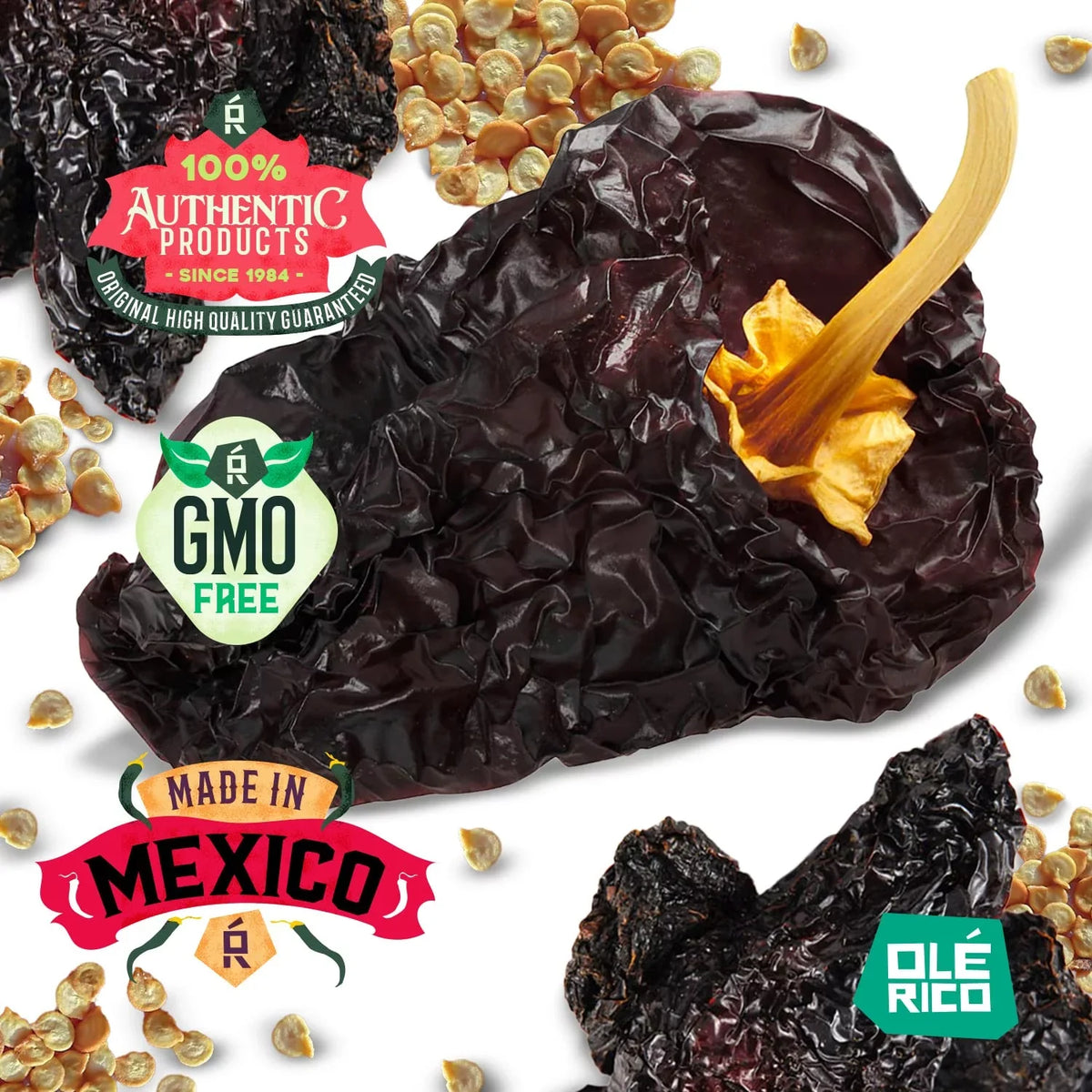 '- Bags Dried Ancho 3 Mexican and Chiles The Spicy (12 Chiles, - - oz OLÉ Pack In Peppers Great - - Trio Packaged Total) RICO Arbol Chile Recipes Chiles For Guajillo Bundle Resealable