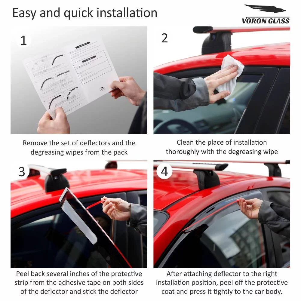 '- XV 100489 Vent Deflectors, Durable Tape-on Guards Subaru Rain Window Crosstrek Window for Voron 6 Visors, Extra Glass 2018-2024, Pieces