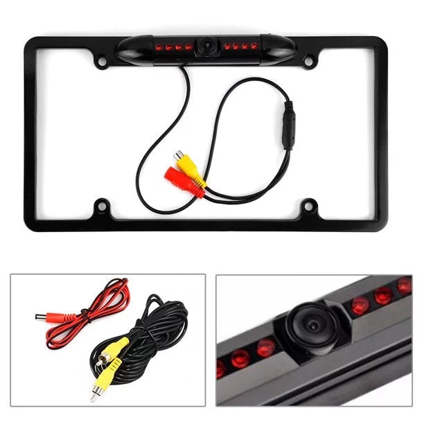 or Vision Night Car Frame License Reverse IR Plate 12V View US Backup Black Camera Rearview 8 Front