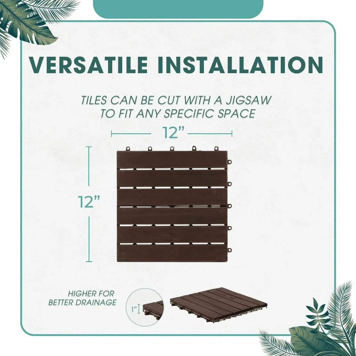 '- 6 Slats, Dark Idzo Brown Tiles Decking