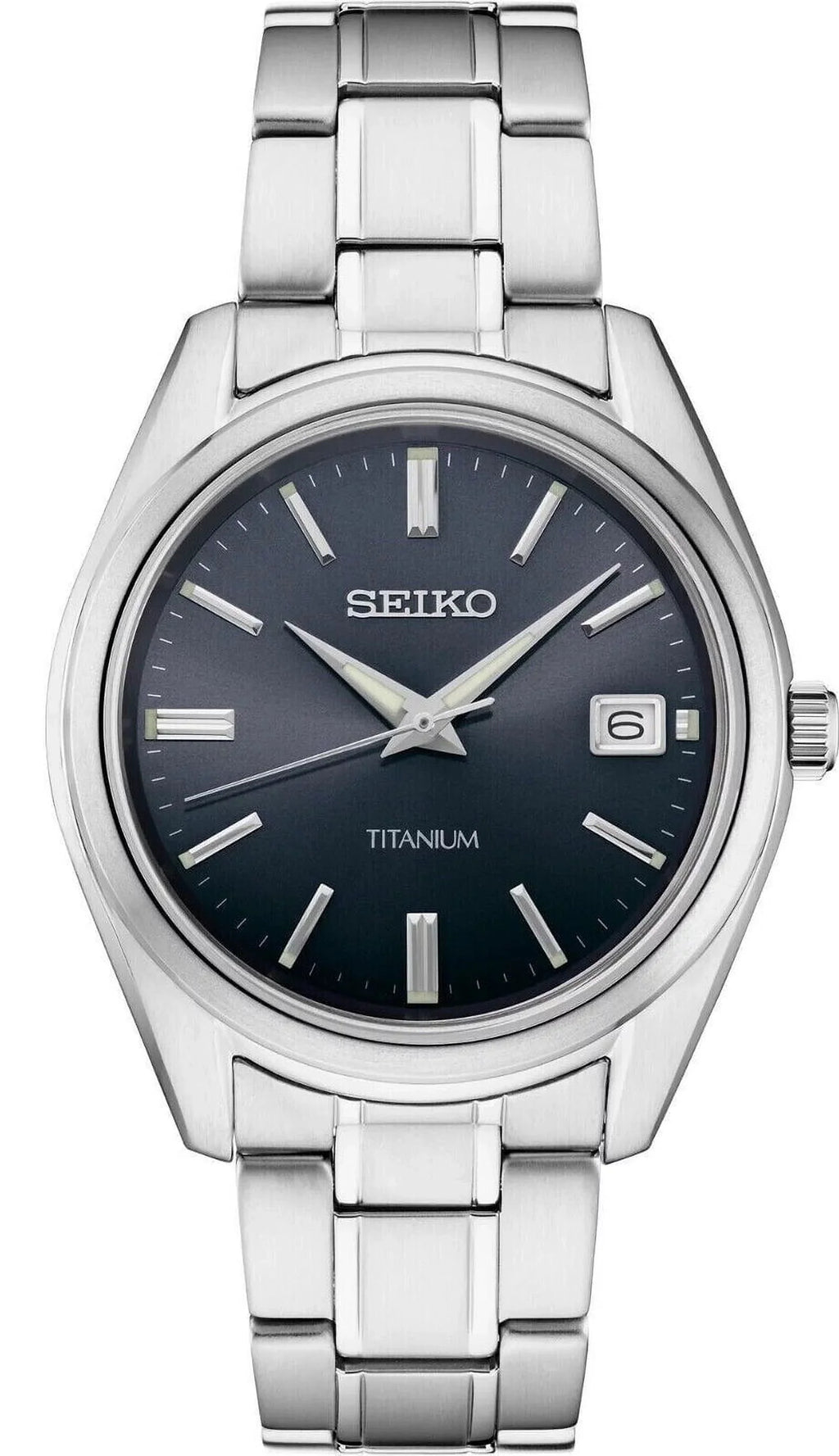 Titanium Grey SUR373 Men's Dial Blue Quartz Seiko Classic Watch