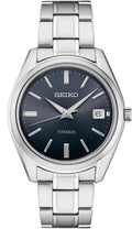 Titanium Grey SUR373 Men's Dial Blue Quartz Seiko Classic Watch