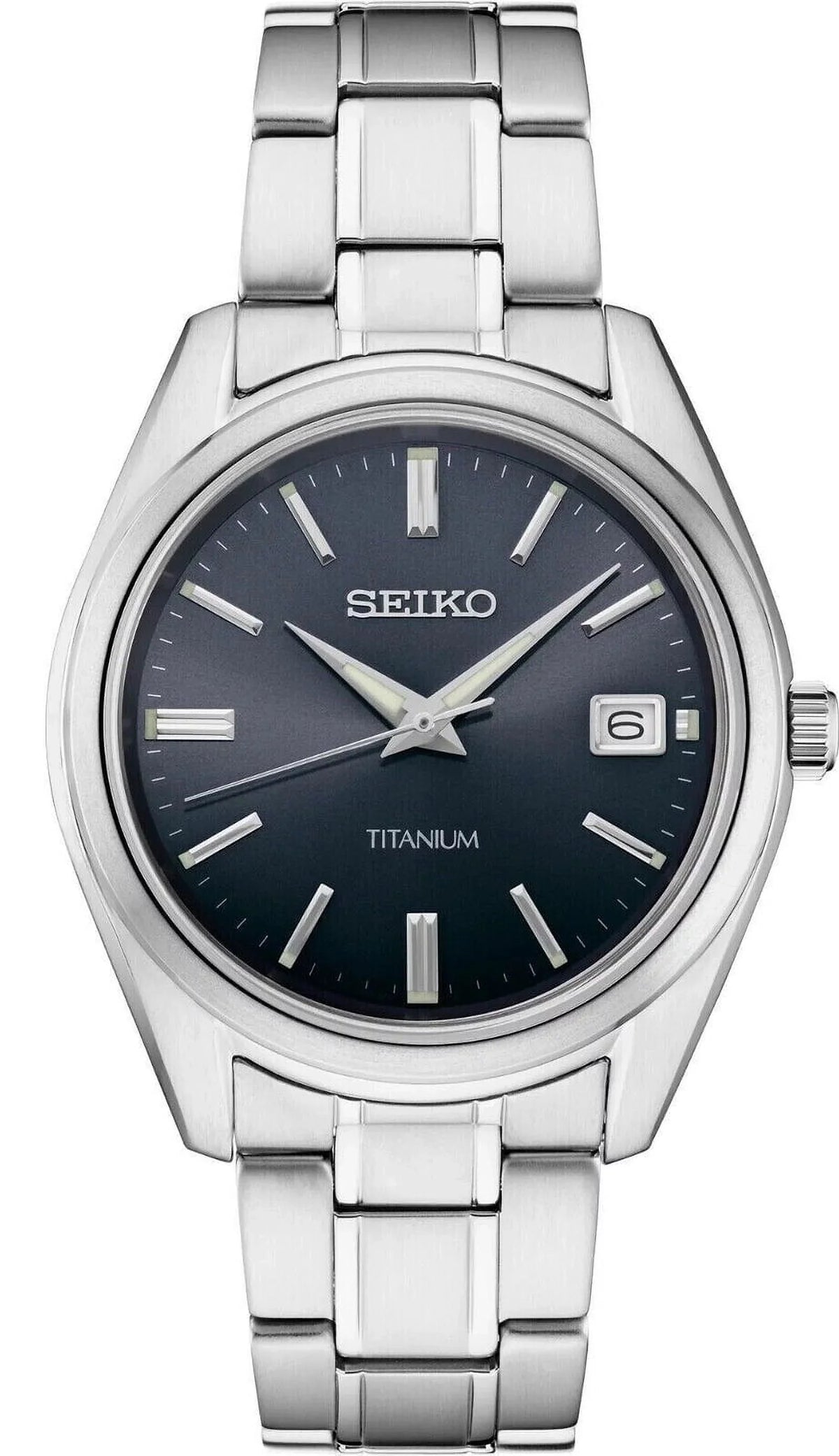 Titanium Grey SUR373 Men's Dial Blue Quartz Seiko Classic Watch