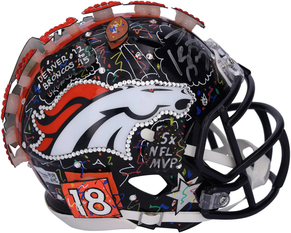 '- by Autographed Charles Painted Helmet Fazzino Fanatics Manning Mini Authentic - B703374 Denver Broncos - Hand Certified Peyton Artist