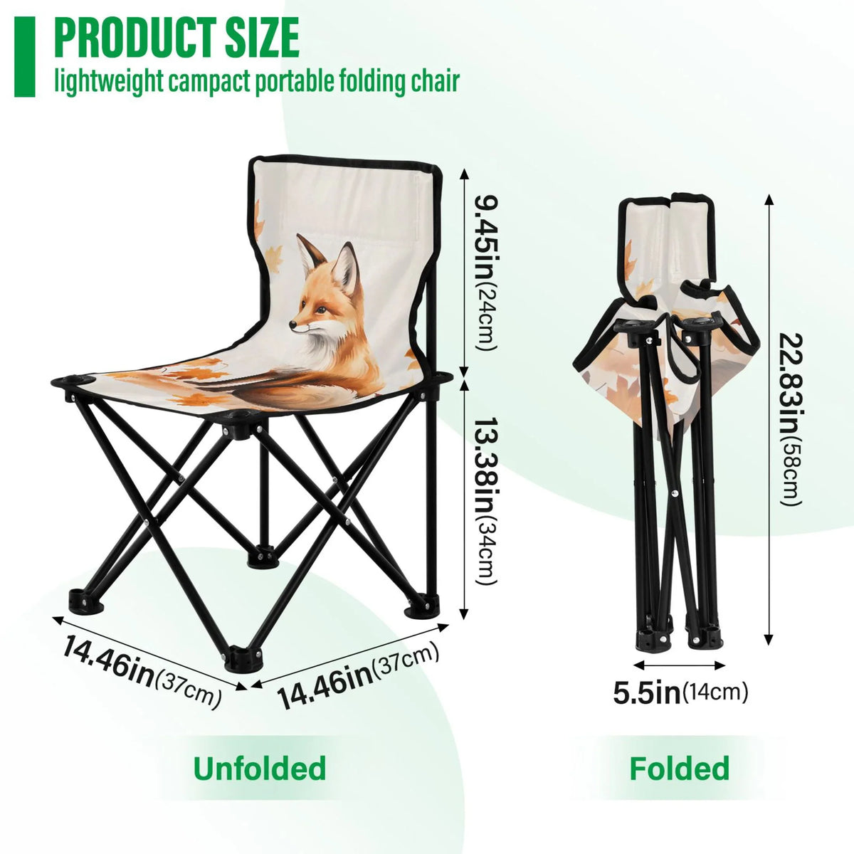 with for Outdoor Chair Beach Leaves Small Chair Bag Chair Carry Portable Folding Lawn Chair Camping Kids Autumn Fishing Fox with