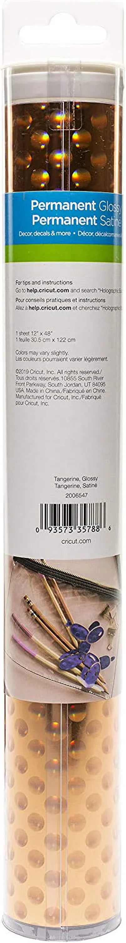 Bubbles Premium Cricut Permanent-Holographic Vinyl, Tangerine