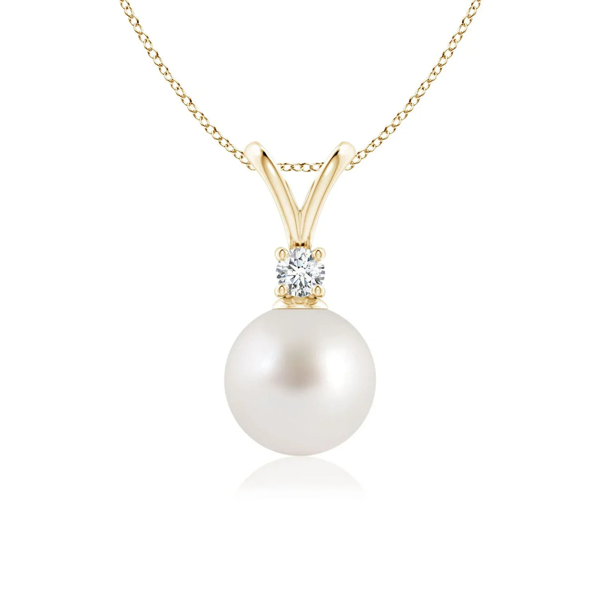 (Grade-AAA|Size-8mm) Gold in Gifts Angara Sea V-Bale Day Jewelry Women, 14K for Her Birthstone June for Cultured South Wedding, Yellow Pendant Engagement, Girls Valentines Birthday, Pearl Necklace