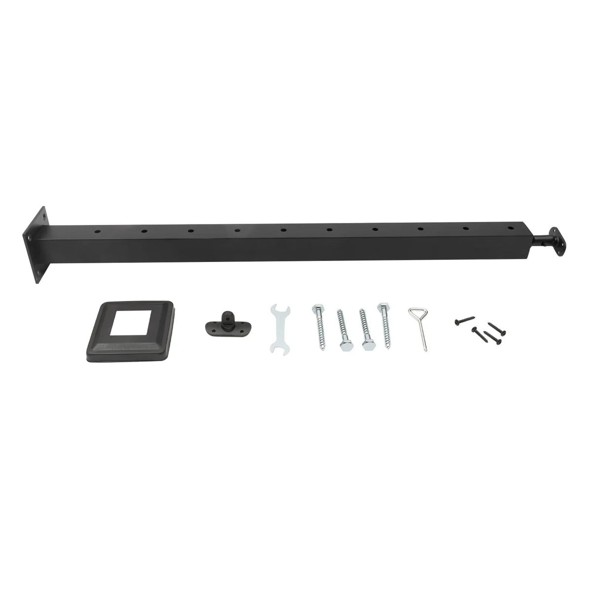 Top Post Line drilled Steel Level Post Level Top 36"x2"x2" Deck Post Cable Black Adjustable Mount Concrete Wood Finish Railing Level Stainless