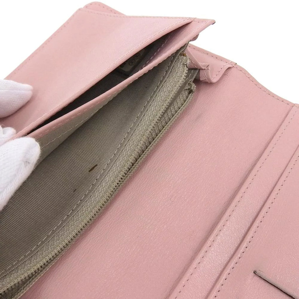 logo Pre-Owned mark here long A48651 caviar bi-fold CHANEL wallet 16 (Good) series Chanel skin pink