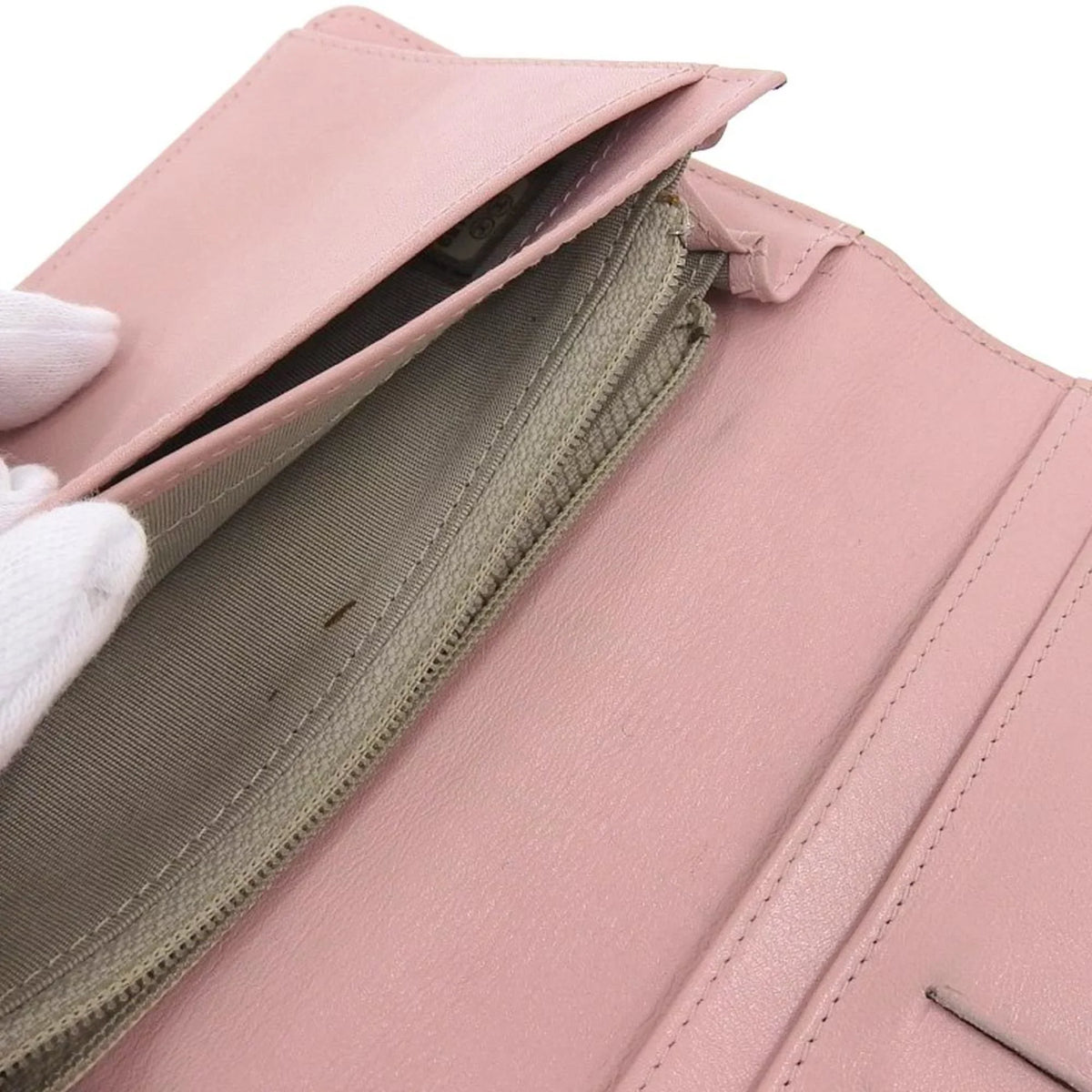 logo Pre-Owned mark here long A48651 caviar bi-fold CHANEL wallet 16 (Good) series Chanel skin pink
