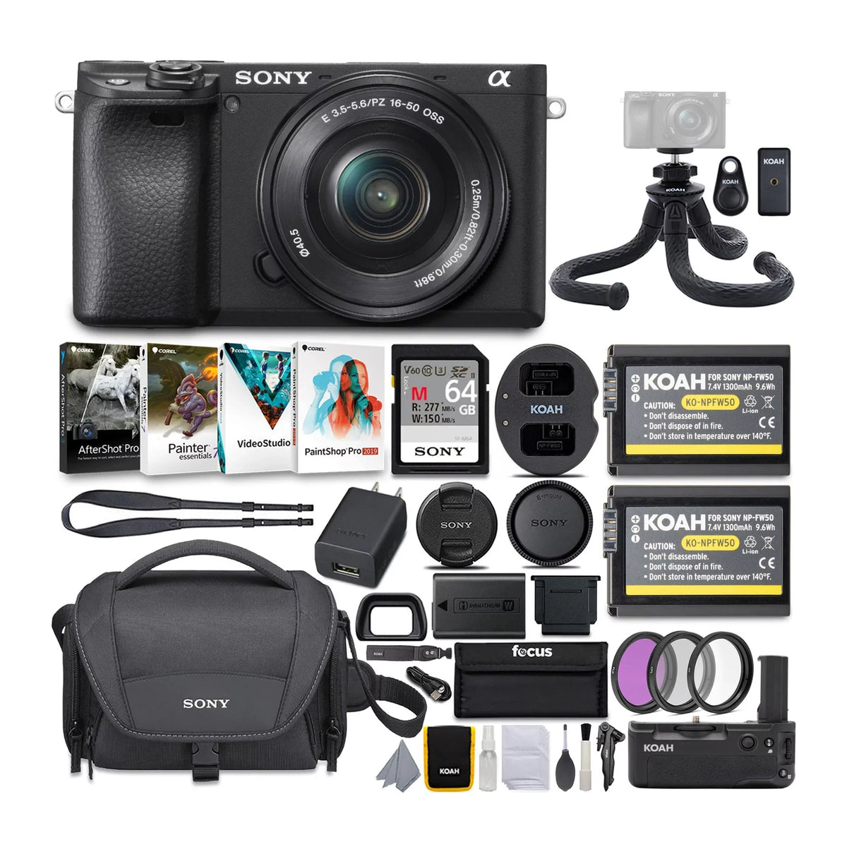 Mirrorless Bundle 16-50mm Camera Digital Holiday with (Black) Sony ILCE6400L/B