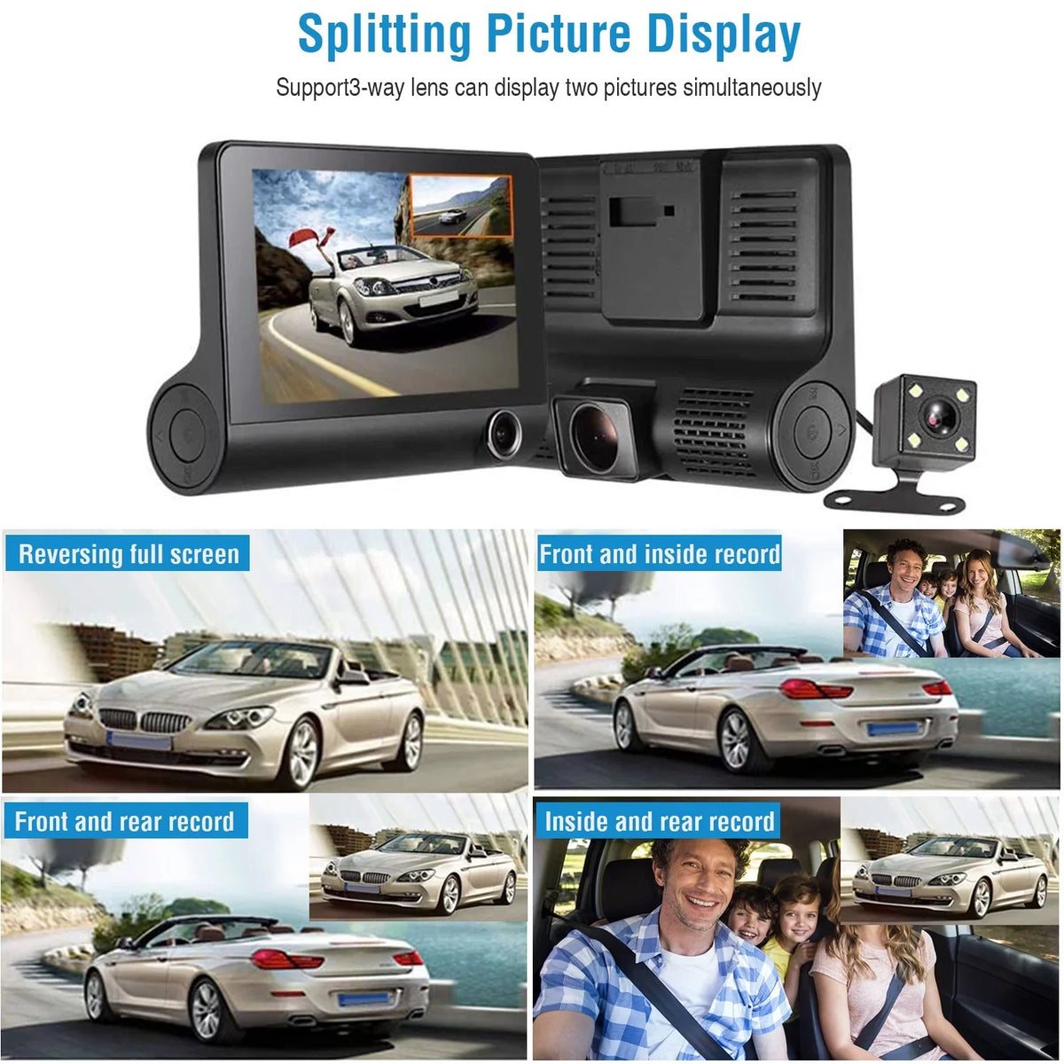 3 Driving Camera Seamless Vehicle Recording Recorder Lens iMountek 4In Camera 3 Lens Recorder Car Driving Dash Car