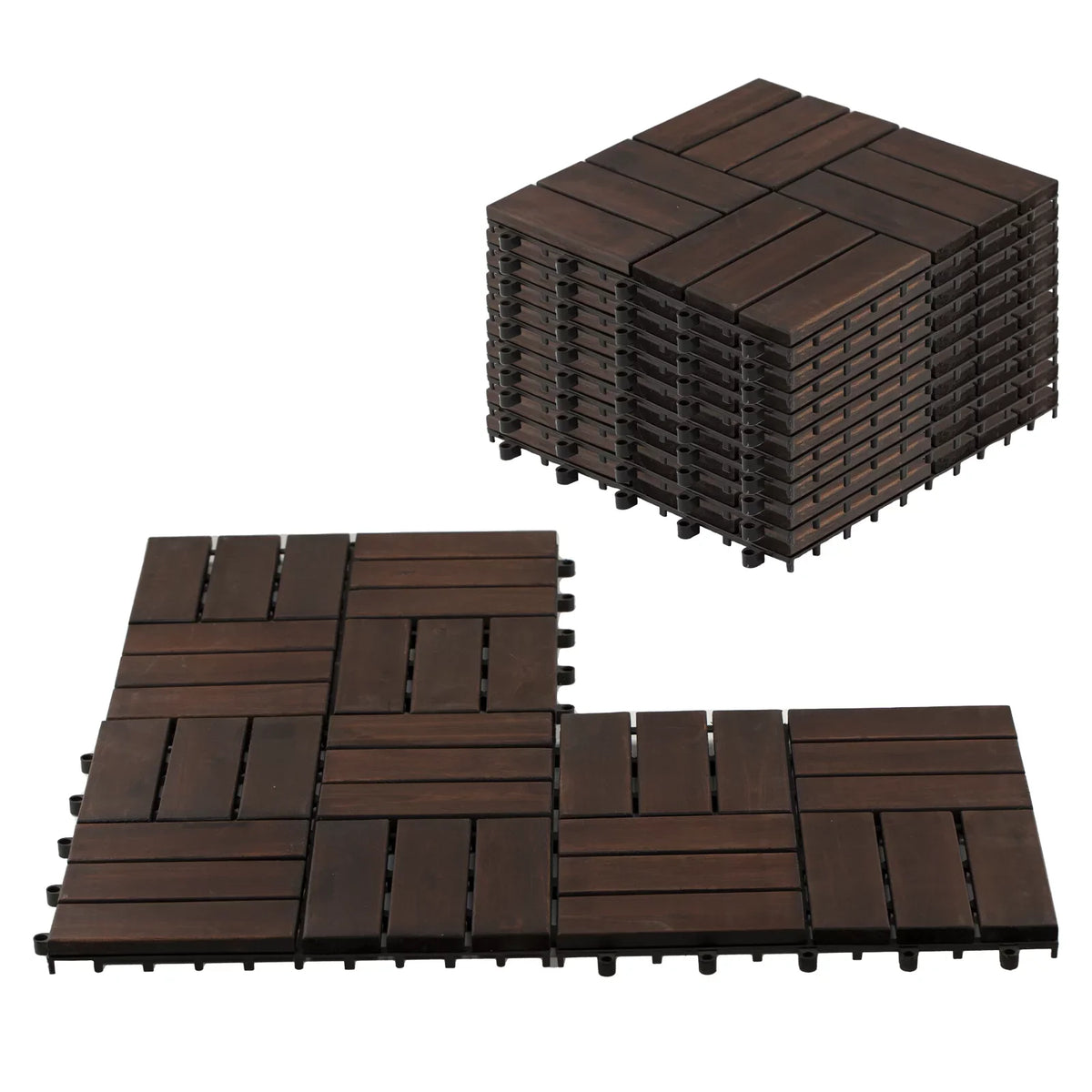 '- 6 Slats, Dark Idzo Brown Tiles Decking